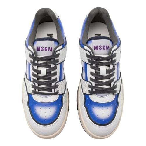 Pre-owned Msgm Leather Low Trainers In Blue