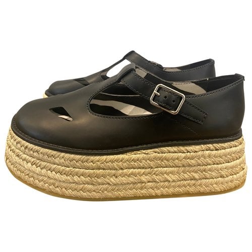 Pre-owned Burberry Leather Espadrilles In Black