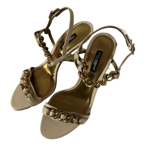 Pre-owned Dolce & Gabbana Leather Sandals In Beige