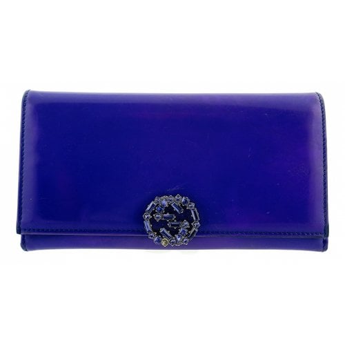 Pre-owned Gucci Continental Patent Leather Wallet In Purple