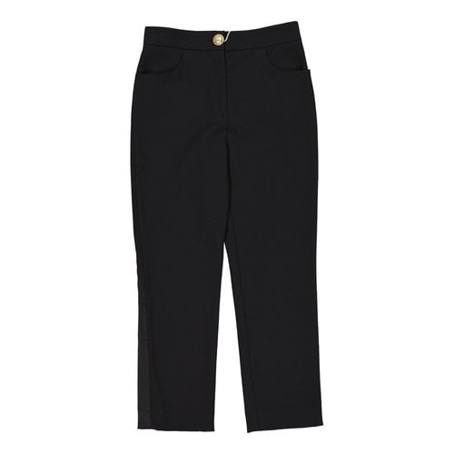 Pre-owned Balmain Wool Straight Pants In Black