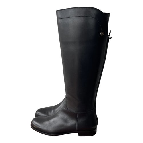 Pre-owned Loro Piana Leather Riding Boots In Black