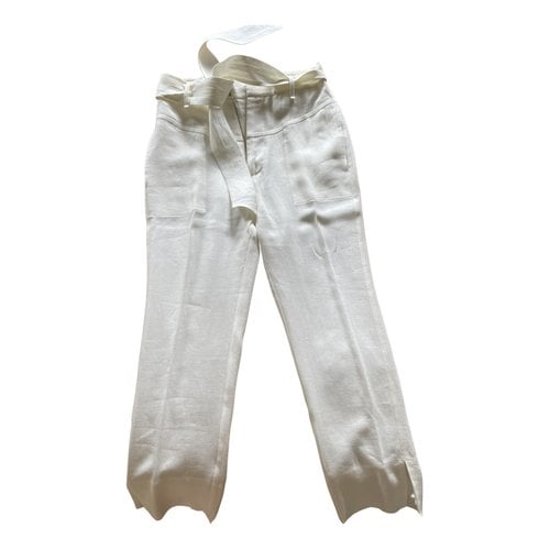 Pre-owned Le Kasha Linen Trousers In White
