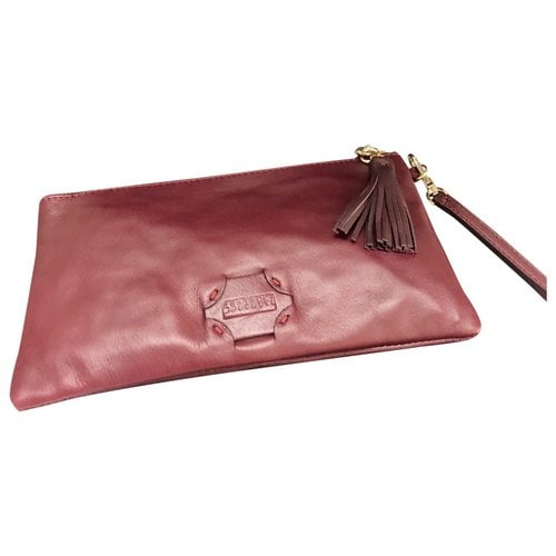 Pre-owned Fratelli Rossetti Leather Clutch Bag In Burgundy