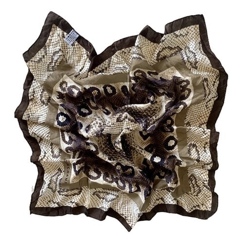 Pre-owned Longchamp Silk Neckerchief In Brown