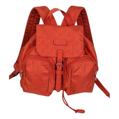 Pre-owned Gucci Ophidia Cloth Backpack In Red