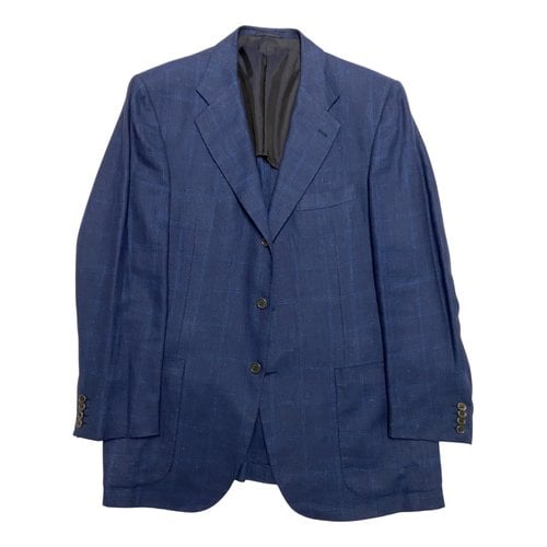 Pre-owned Kiton Linen Vest In Blue