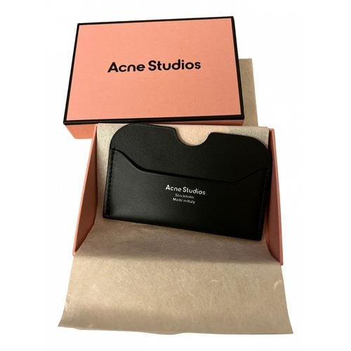 Pre-owned Acne Studios Leather Card Wallet In Black