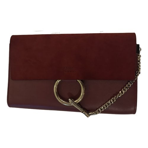 Pre-owned Chloé Leather Clutch Bag In Burgundy