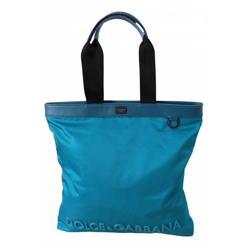 Pre-owned Dolce & Gabbana Linen Tote In Blue