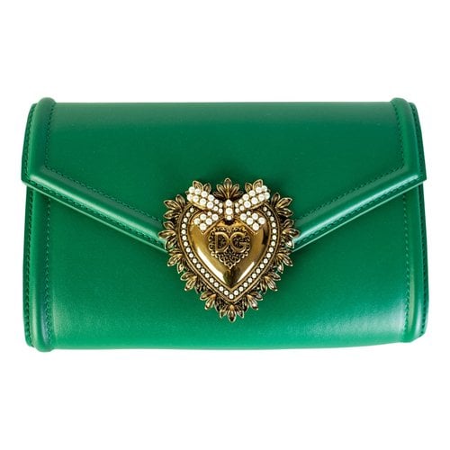 Pre-owned Dolce & Gabbana Leather Clutch Bag In Green