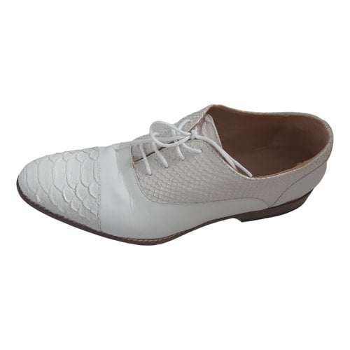 Pre-owned Tara Jarmon Leather Lace Ups In White