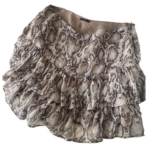 Pre-owned Ikks Silk Mini Skirt In Beige