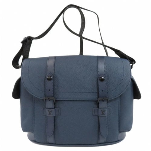 Pre-owned Louis Vuitton Christopher Backpack Leather Satchel In Navy