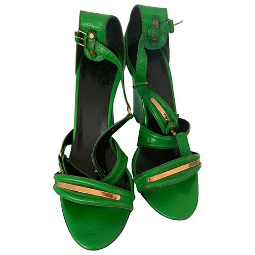 Pre-owned Balenciaga Patent Leather Sandals In Green