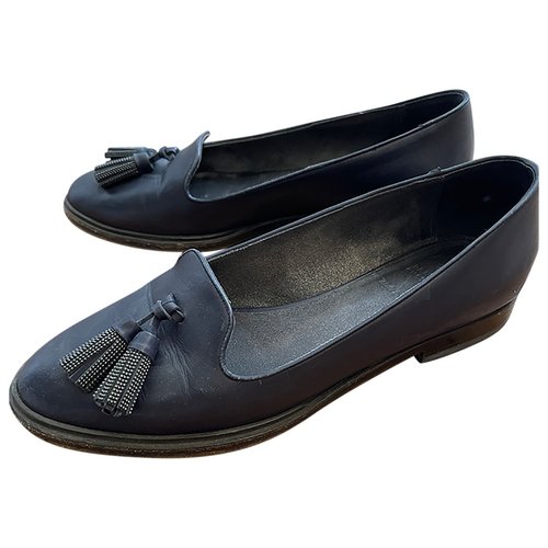 Pre-owned Brunello Cucinelli Leather Ballet Flats In Navy