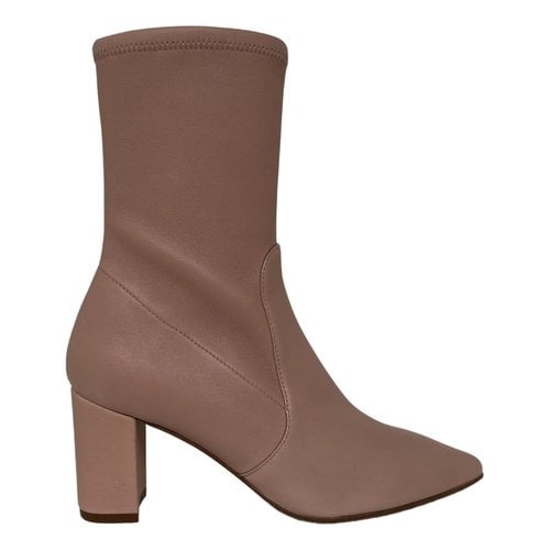 Pre-owned Stuart Weitzman Leather Ankle Boots In Pink