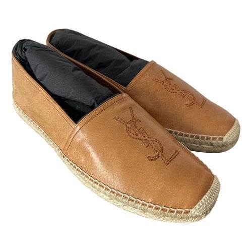 Pre-owned Saint Laurent Leather Espadrilles In Camel