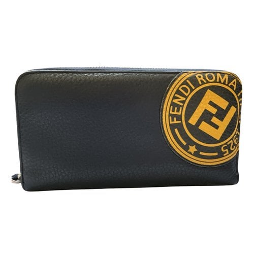 Pre-owned Fendi Leather Wallet In Navy