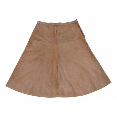 Pre-owned Roberto Cavalli Leather Maxi Skirt In Brown
