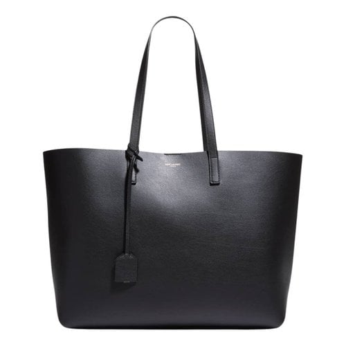 Pre-owned Saint Laurent Shopping Leather Tote In Black