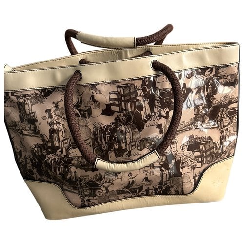 Pre-owned Lancel Cloth Tote In Beige