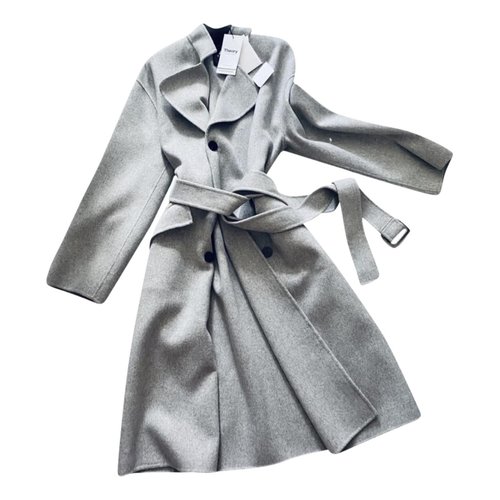 Pre-owned Theory Wool Coat In Grey