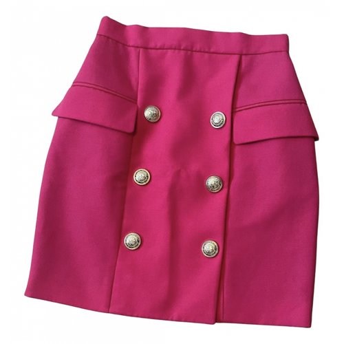 Pre-owned Balmain Wool Mini Skirt In Pink