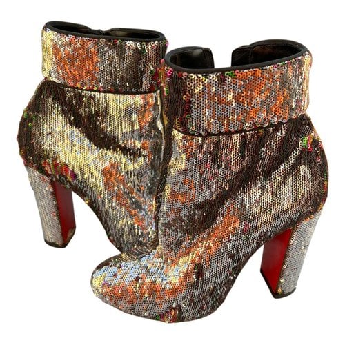 Pre-owned Christian Louboutin Glitter Ankle Boots In Multicolour