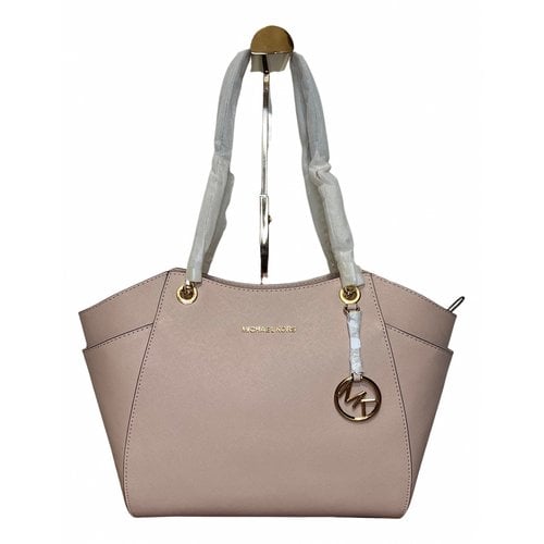 Pre-owned Michael Kors Jet Set Leather Tote In Pink