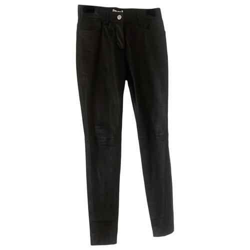 Pre-owned Balenciaga Leather Trousers In Black