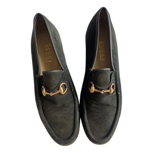 Pre-owned Gucci Brixton Flats In Black