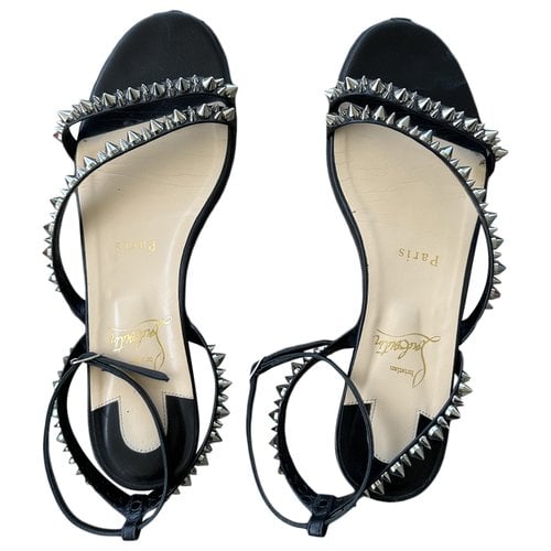 Pre-owned Christian Louboutin Leather Sandal In Black