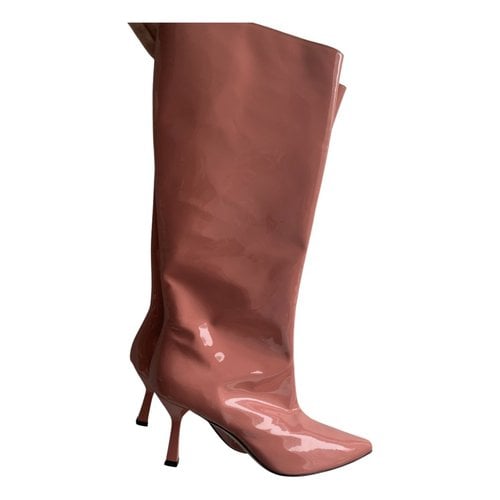 Pre-owned Dear Frances Patent Leather Boots In Pink