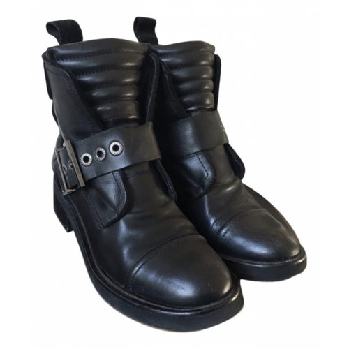 Pre-owned Zadig & Voltaire Leather Biker Boots In Black