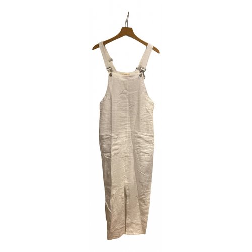 Pre-owned Matin Linen Jumpsuit In White