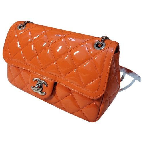 Pre-owned Chanel Patent Leather Crossbody Bag In Orange