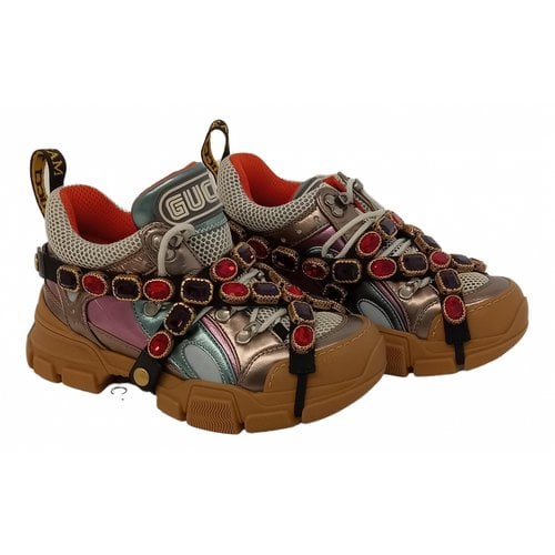 Pre-owned Gucci Flashtrek Leather Trainers In Multicolour