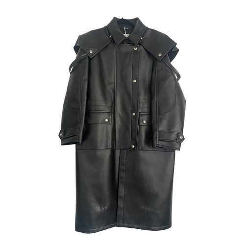 Pre-owned Maison Margiela Vegan Leather Trench Coat In Black