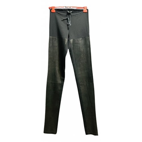 Pre-owned Ann Demeulemeester Leather Straight Pants In Black