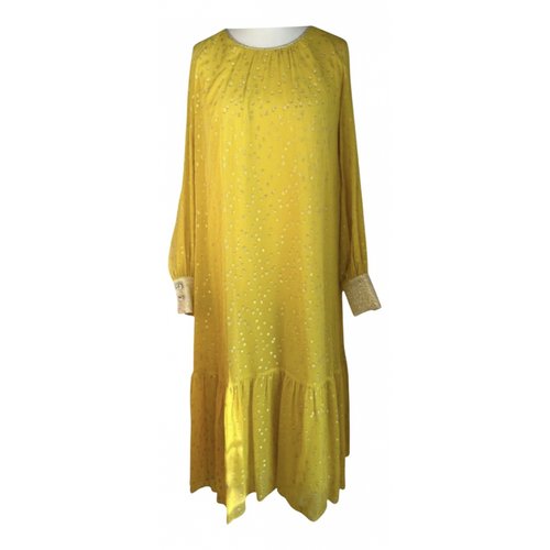 Pre-owned Marina Rinaldi Silk Maxi Dress In Yellow