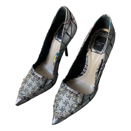Pre-owned Dior Cloth Heels In Silver
