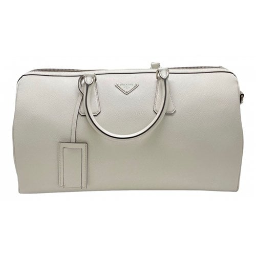 Pre-owned Prada Leather Travel Bag In White