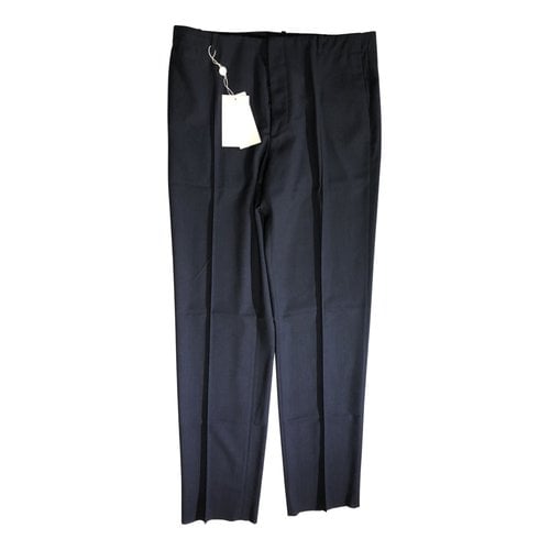 Pre-owned Maison Margiela Wool Trousers In Navy
