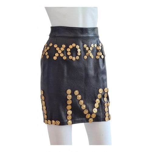 Pre-owned Moschino Cheap And Chic Leather Mini Skirt In Black