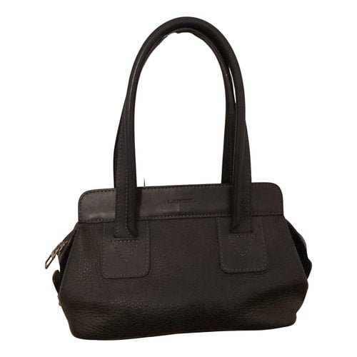 Pre-owned Lancel Gousset Leather Handbag In Black