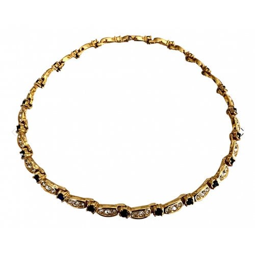 Pre-owned Swarovski Crystal Necklace In Gold