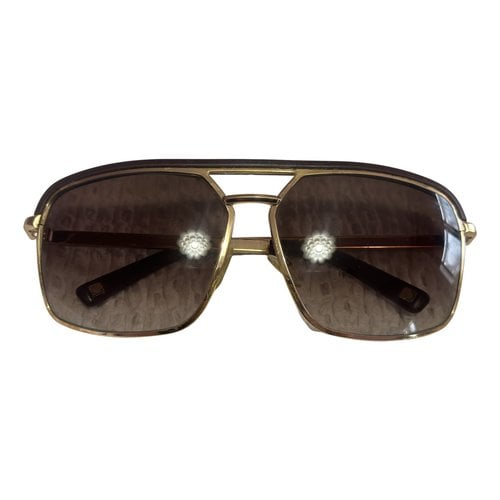 Pre-owned Dior Aviator Sunglasses In Gold