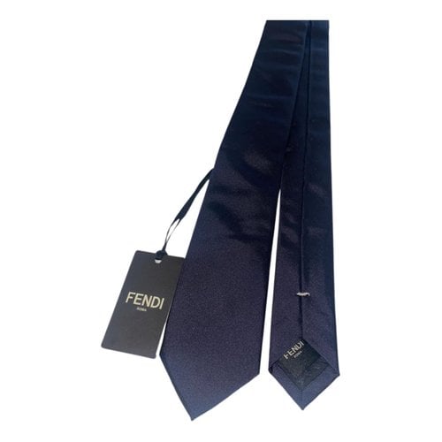 Pre-owned Fendi Silk Tie In Navy