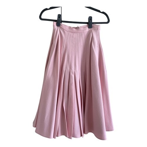Pre-owned Oscar De La Renta Wool Mid-length Skirt In Pink